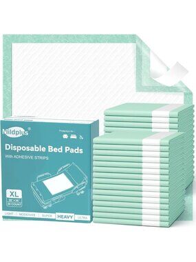 Extra Large Disposable Bed Pads with Adhesive Strips - 30 Count Incontinence